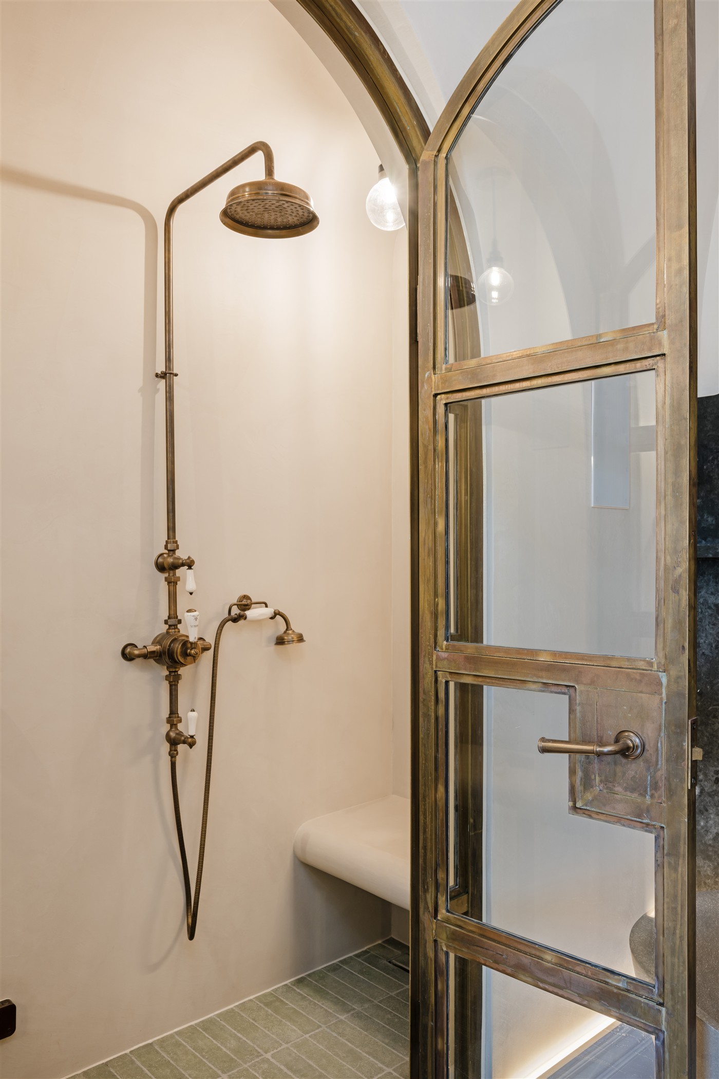 Shower detail, brass