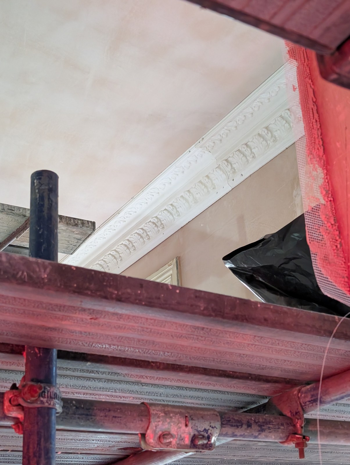 Plaster cornice, in progress