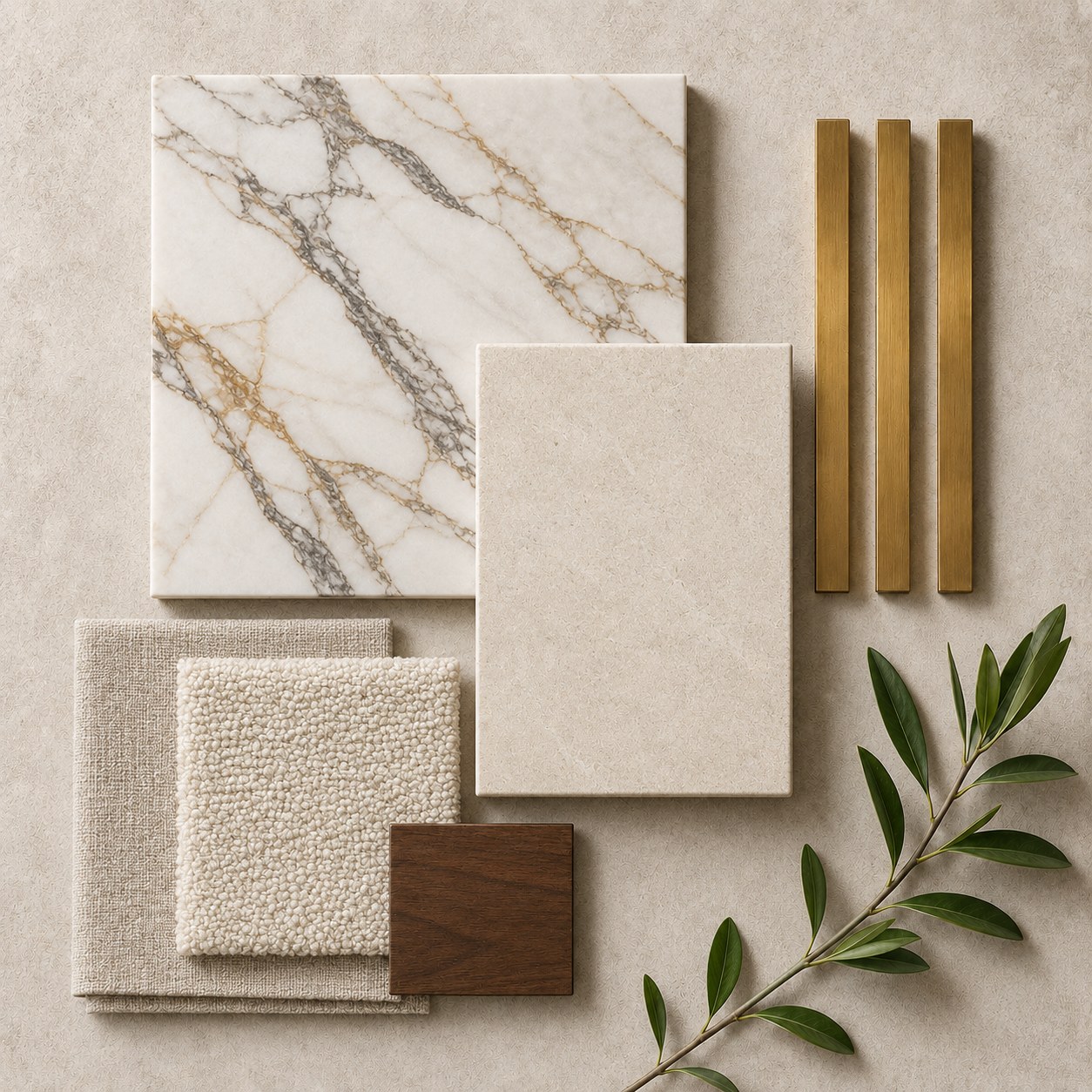 Material study — veined marble with brass