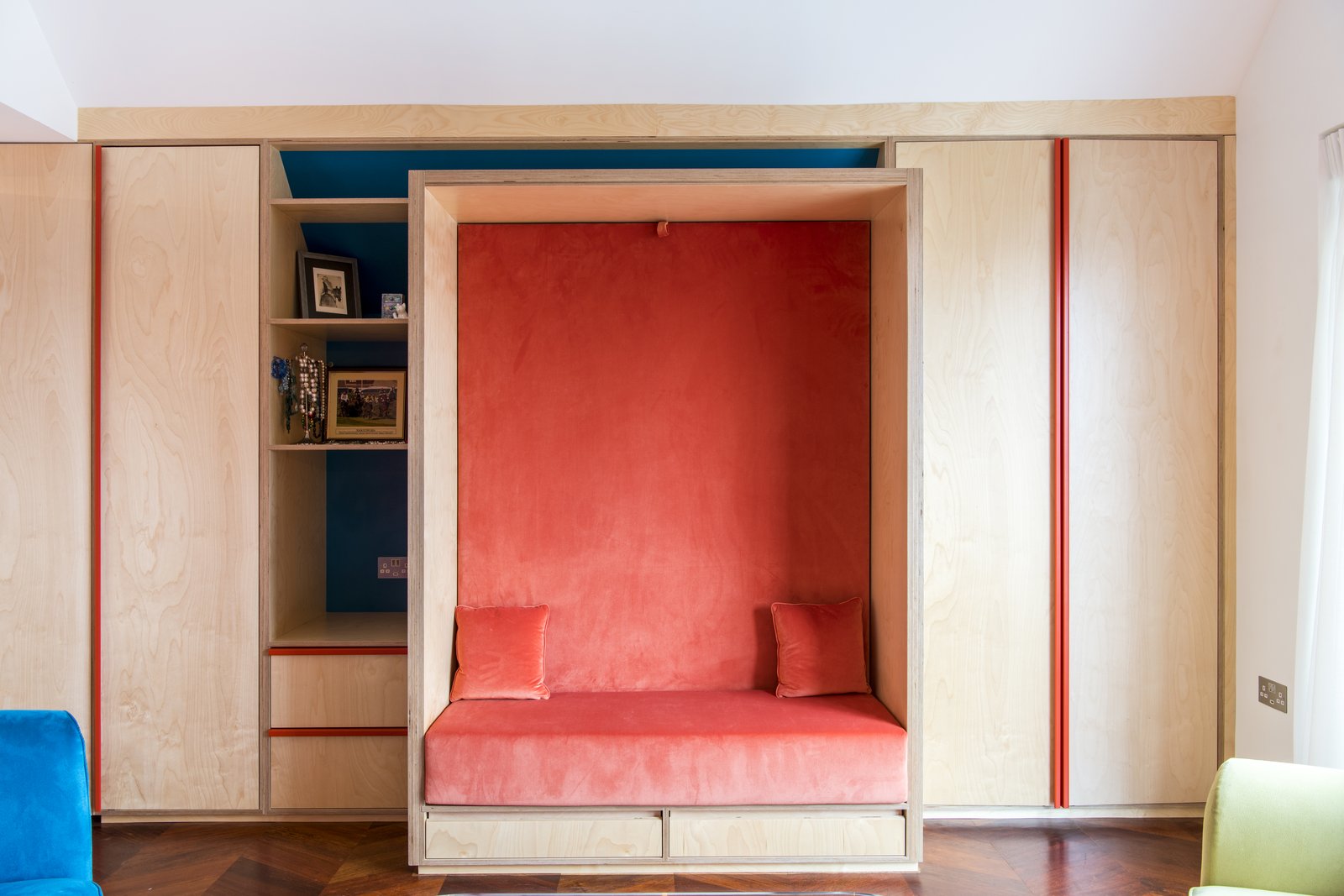The bed, stowed